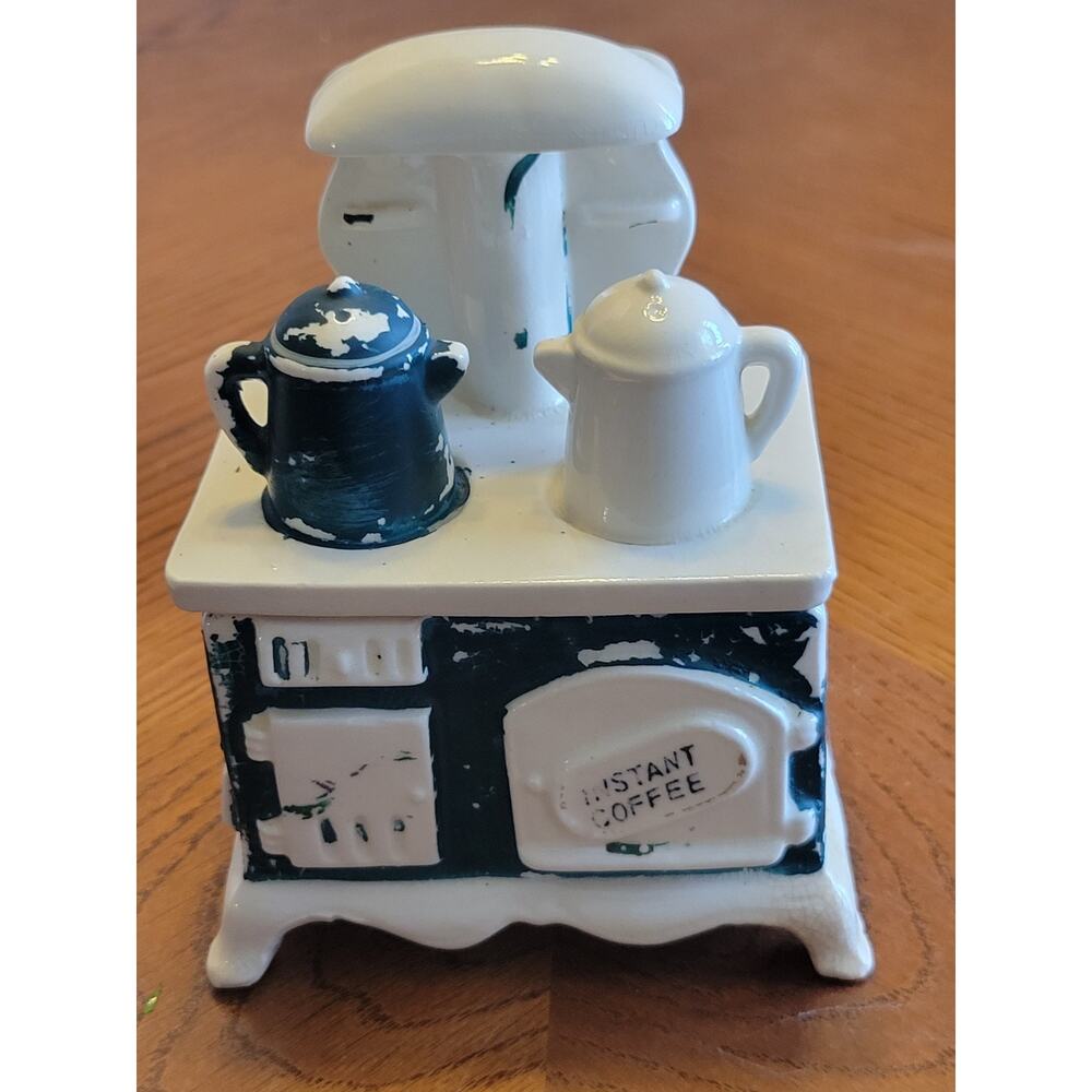 Vintage Lego White Porcelain Instant Coffee Container Holder Canister Novelty